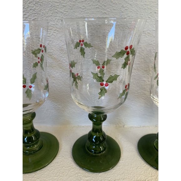 Studio Nova HOLLY BERRY GREEN Set Of 4 Water Goblets NEW In Box Vintage - Picture 3 of 8